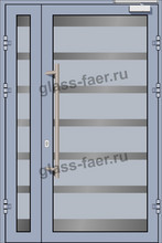 Стеклянная внутренняя полуторная противопожарная дверь EIW 45, 1300x2000