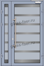 Стеклянная внешняя полуторная противопожарная дверь EIW 15, 1300x2000